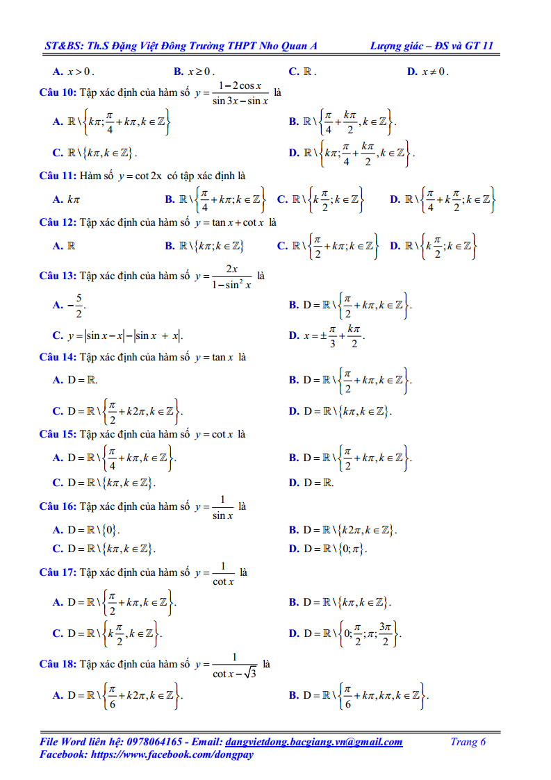 Hàm số lượng giác và phương trình lượng giác - Bài tập giải chi tiết 