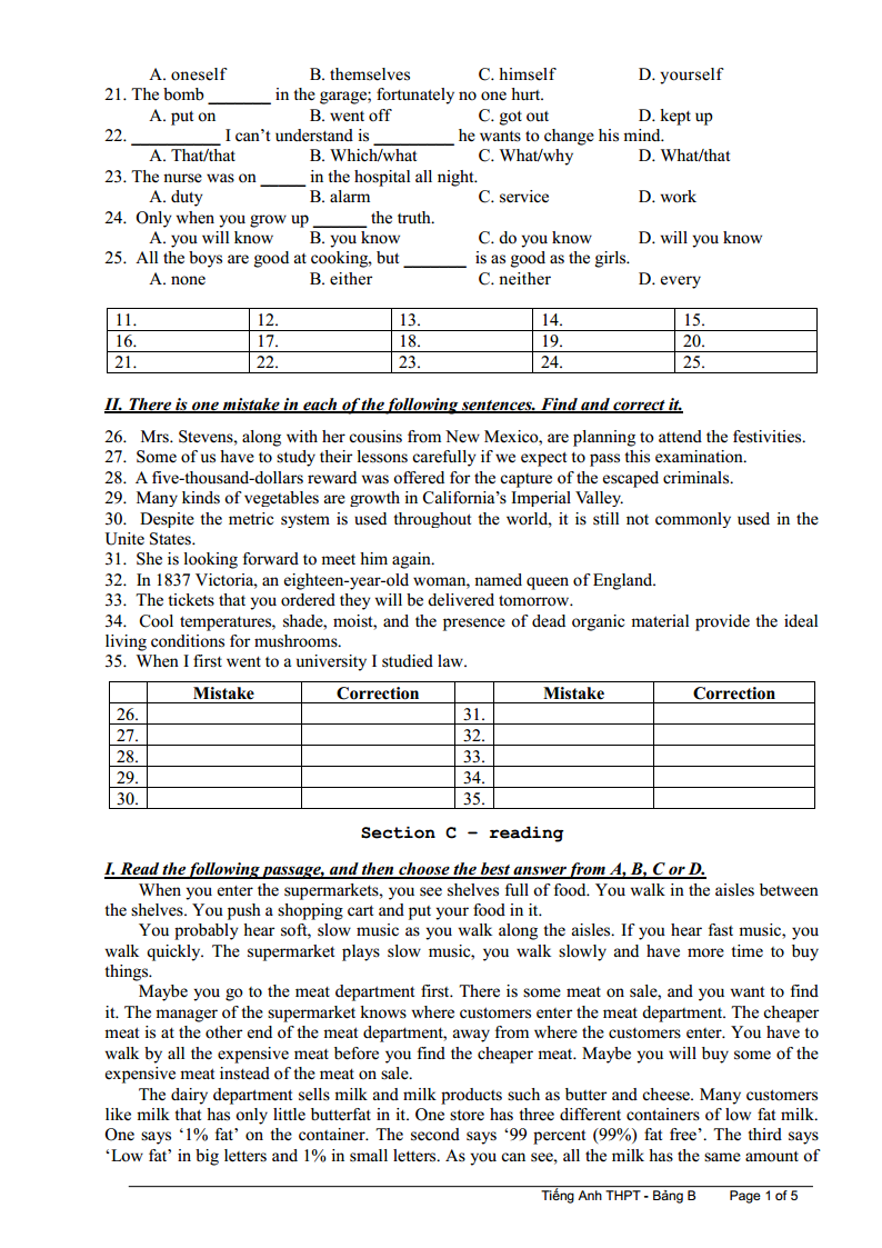 bộ tài liệu đề thi HSG Tiếng Anh lớp 12 THPT tỉnh Nghệ An năm học 2013 bảng B - Có đáp án