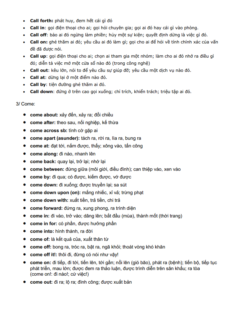 Phrasal Verbs with Come