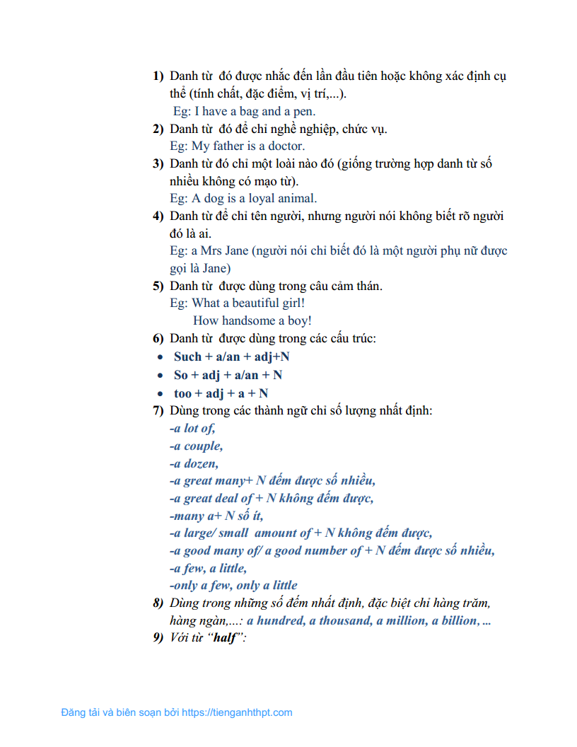 Chuyên đề 6 - Cách sử dụng mạo từ trong tiếng Anh