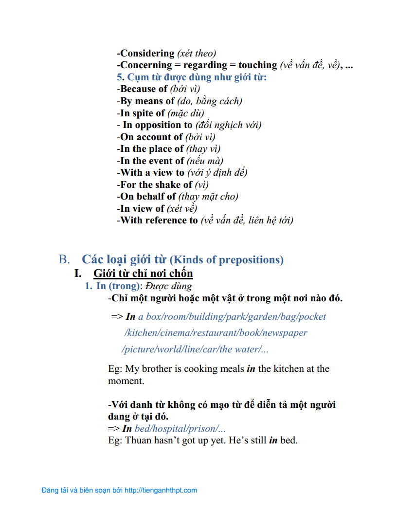 Chuyên đề 05 - Các giới từ thông dụng trong Tiếng Anh